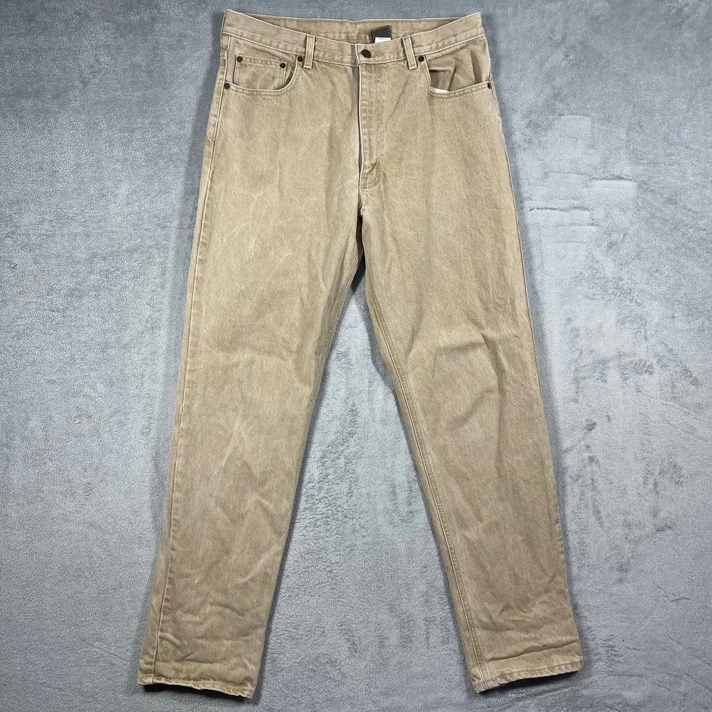 Calvin Klein Sport Jeans Mens 36(33x34) Tan VTG Union Made USA 100% Cotton Denim